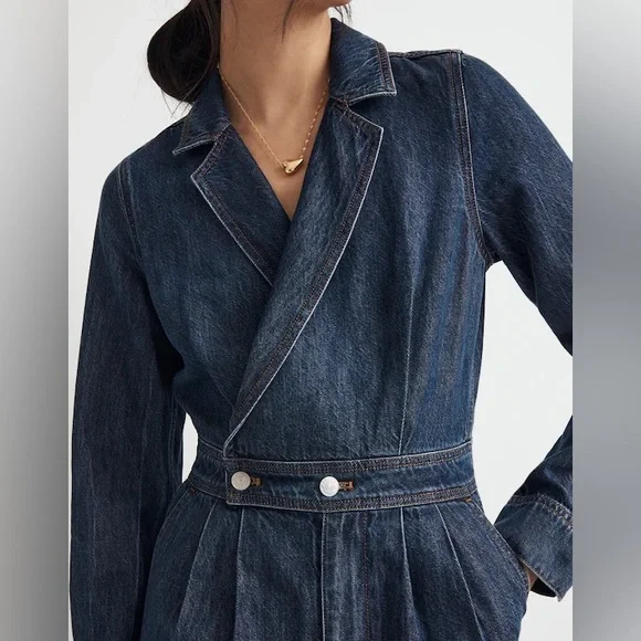 Madewell Denim Tailored Jumpsuit in Norvell Wash Size 6 - Picture 11 of 13
